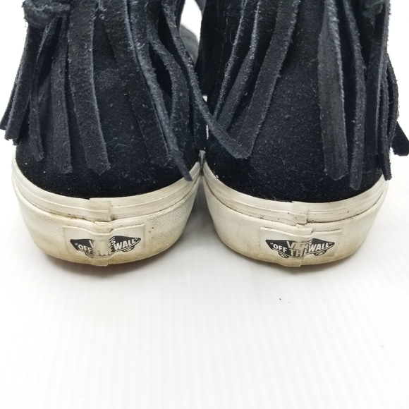 SOLD..Vans Black Suede Fringe Sk8 Hi Moc Style Sneakers - Picture 8 of 13